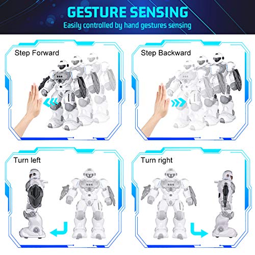 SONOMO Toys for 6-9 Year Old Boys, RC Robot Gifts for Kids Intelligent Programmable Robot with 2.4GHz Sensing Gesture Control - Upgraded Version (White)