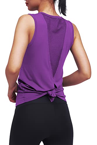 Mippo Womens Workout Tops Yoga Running Tank Tops Tennis Exercise Tops for Women Muslce Tank Sleeveless Summer Workout Shirts Running Tops Clothes for Women Vioket M Violet