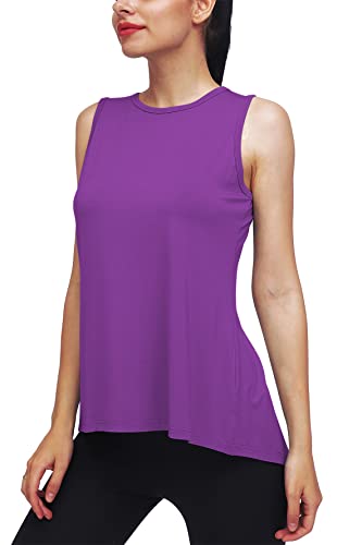 Mippo Womens Workout Tops Yoga Running Tank Tops Tennis Exercise Tops for Women Muslce Tank Sleeveless Summer Workout Shirts Running Tops Clothes for Women Vioket M Violet