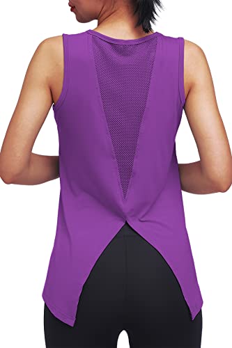 Mippo Womens Workout Tops Yoga Running Tank Tops Tennis Exercise Tops for Women Muslce Tank Sleeveless Summer Workout Shirts Running Tops Clothes for Women Vioket M Violet