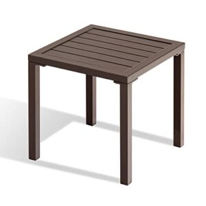 crestlive products chaise lounge table, aluminum square side/end table, small patio coffee bistro table for outdoor indoor (brown)