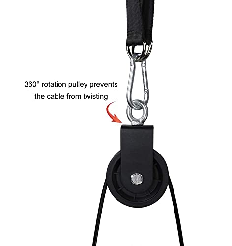 LFJ LAT Pull Down and Lift Weight Pulley System Cable Machine Pulley Attachment for Triceps Pull Down, Biceps Curl, Back, Forearm, Shoulder Home Gym Equipment (Set with Tricep Rope)