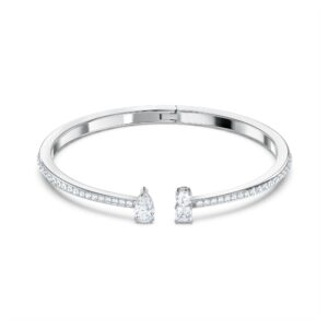 swarovski attract bracelet with clear crystal details on a rhodium finish cuff setting, size m, from the swarovski attract collection