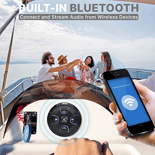 Pyle Amplified Wireless BT Audio Controller - Waterproof-Rated Marine Receiver Remote Control for Car, Truck, Boat, 4x4, PowerSport Vehicles (800 Watt) (PLMRBT19)