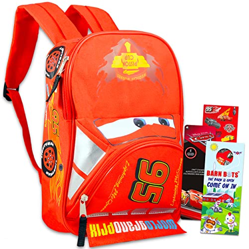 Disney Cars Mini Backpack for Kids Boys ~ Premium 12" Lightning McQueen School Bag with Stickers (Disney Pixar Cars School Supplies Bundle)