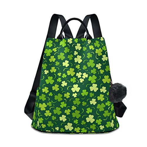 ALAZA St Patricks Day Shamrock Backpack with Keychain for Woman