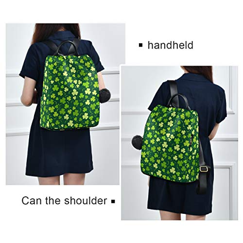 ALAZA St Patricks Day Shamrock Backpack with Keychain for Woman