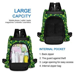 ALAZA St Patricks Day Shamrock Backpack with Keychain for Woman