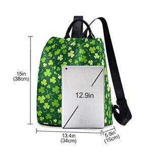 ALAZA St Patricks Day Shamrock Backpack with Keychain for Woman