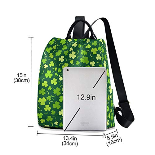 ALAZA St Patricks Day Shamrock Backpack with Keychain for Woman