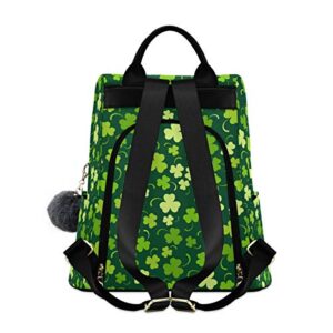 ALAZA St Patricks Day Shamrock Backpack with Keychain for Woman