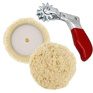wool buffing pads set ,pure wool 7inch wool buffing & polishing pads+ cleaning spur tool for revitalizing polisher compound pads and bonnets