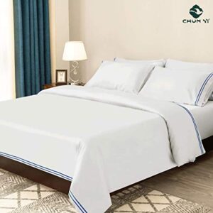 CHUN YI 3pcs King Bedding Duvet Cover Set Cotton Tencel Lyocell Bed Set, Duvet Cover King Cal King, 1 Duvet Cover and 2 Pillowcases, King/California King, White