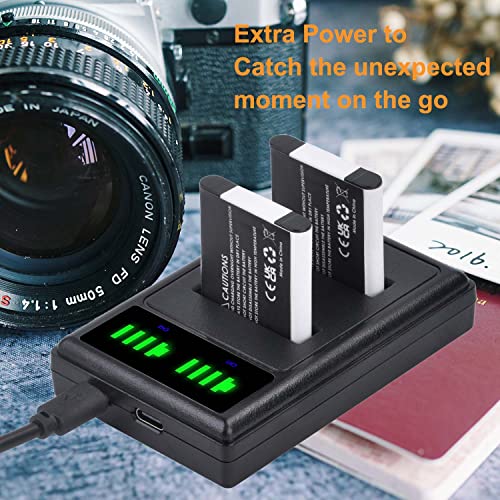 Li-50B D-Li92 Battery and LED Dual Charger Compatible with Olympus SZ-20,SZ-15, SZ-16, SZ-12, SZ-10 iHS,TG-810, TG-820, TG-830, TG-850, TG-610, TG-630 iHS, SP-800UZ, Tough 6000, 6020, 8000