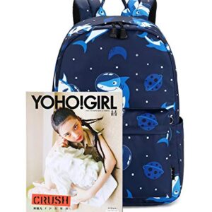 abshoo Cute Lightweight Shark Backpacks Boys School Bags Kids Bookbags (B1 Shark Navy2)
