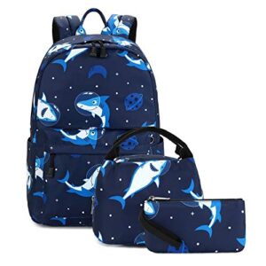 abshoo cute lightweight shark backpacks boys school bags kids bookbags (b1 shark navy2)