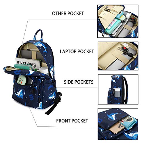 abshoo Cute Lightweight Shark Backpacks Boys School Bags Kids Bookbags (B1 Shark Navy2)