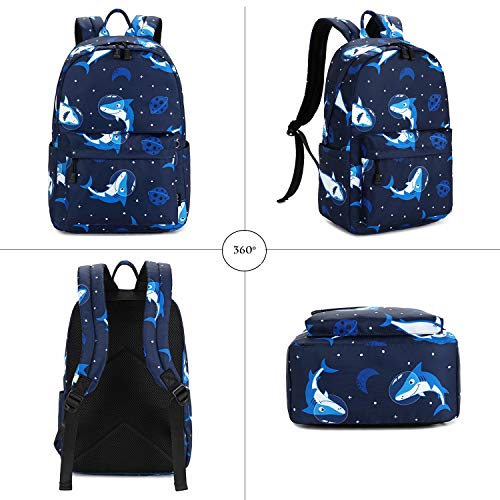 abshoo Cute Lightweight Shark Backpacks Boys School Bags Kids Bookbags (B1 Shark Navy2)