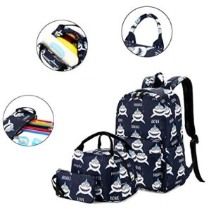 abshoo Cute Lightweight Shark Backpacks boys School Bags Kids Bookbags (B1 Shark Navy1)