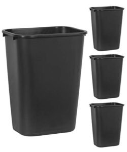 rubbermaid commercial products 41qt/10.25 gal wastebasket trash container, for home/office/under desk, black (fg295700bla), pack of 4