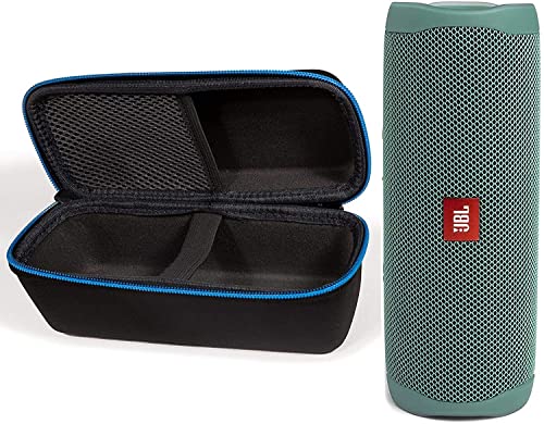 JBL Flip 5 Waterproof Portable Bluetooth Recycled Plastic Speaker Bundle with divvi! Protective Hardshell Case - Green (Eco Edition)