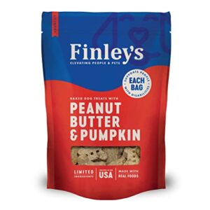 finley's peanut butter & pumpkin dog biscuits treats for dogs made in usa | natural peanut butter & pumpkin dog treats | wheat free dog treats | healthy dog treat bags (12 oz)
