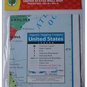 Teaching Tree United States USA Wall Map 39.4" x 27.5" State capitols Cities State & International Boundaries Major Rivers Lakes Timeline