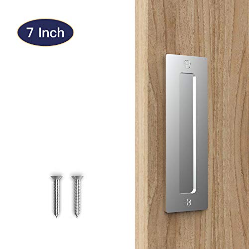 Orgerphy Stainless 7” Barn Door Handle Finger Pull Set (1 Pack)| Heavy Duty Modern Simple Invisible Handle for Gates Garages Sheds Barn Door, Pocket Door | with Flat Bottom Easy to Install