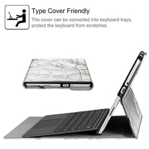 Fintie Protective Case for Microsoft Surface Go 3 2021 / Surface Go 2 2020 / Surface Go 2018 - Multi-Angle Portfolio Business Cover with Pocket, Compatible with Type Cover Keyboard (Marble White)