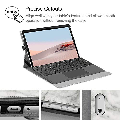 Fintie Protective Case for Microsoft Surface Go 3 2021 / Surface Go 2 2020 / Surface Go 2018 - Multi-Angle Portfolio Business Cover with Pocket, Compatible with Type Cover Keyboard (Marble White)