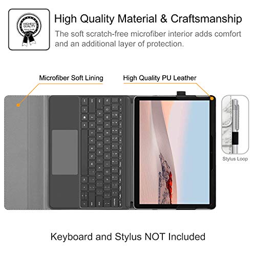 Fintie Protective Case for Microsoft Surface Go 3 2021 / Surface Go 2 2020 / Surface Go 2018 - Multi-Angle Portfolio Business Cover with Pocket, Compatible with Type Cover Keyboard (Marble White)