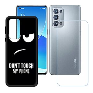 yzkjsz case for oppo reno 6 pro+ 5g cover + screen protector tempered glass protective film - soft gel black tpu silicone protection case for oppo reno 6 pro+ 5g (6.55") - op11