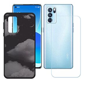 yzkjsz case for oppo reno 6 pro 5g cover + screen protector tempered glass protective film - soft gel black tpu silicone protection case for oppo reno 6 pro 5g (6.55") - op42