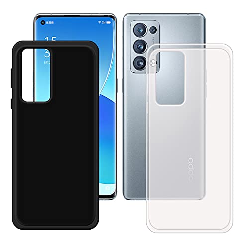 FZZSZS Slim Thin Black and Translucent Case for Oppo Reno 6 Pro+ 5G, Soft Protective Phone Cover with Flexible TPU Protection Bumper Shell for Oppo Reno 6 Pro+ 5G (6.55")