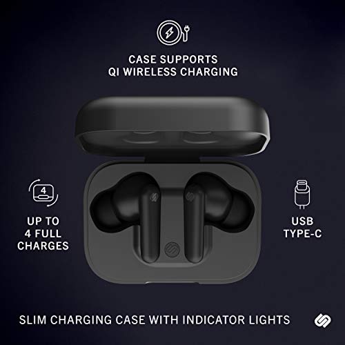 Urbanista True Wireless Earbuds Headphones with Active Noise Cancelling, 25 Hours Playtime, Touch Controls & 6 Microphones for Clear Calling, Bluetooth 5.0 Earphones, London, Black