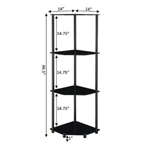 Convenience Concepts Designs2Go Classic 4-Tier Corner Shelf, Black Glass