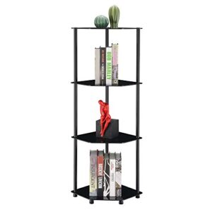 Convenience Concepts Designs2Go Classic 4-Tier Corner Shelf, Black Glass