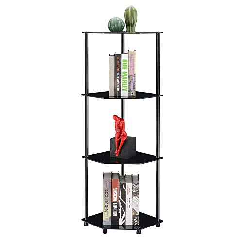 Convenience Concepts Designs2Go Classic 4-Tier Corner Shelf, Black Glass