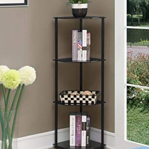 Convenience Concepts Designs2Go Classic 4-Tier Corner Shelf, Black Glass