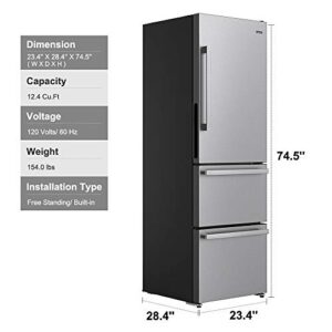 Galanz GLR12BS2K16 Bottom Mount Freezer Refrigerator, Three Doors Fridge, 12.3 Cu.Ft, Stainless Steel