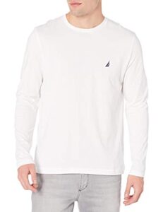 nautica men's j-class logo long sleeve t-shirt, bright white, medium