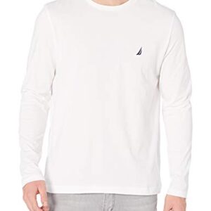 Nautica Men's J-Class Logo Long Sleeve T-Shirt, Bright White, Medium