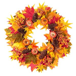 rocinha fall wreath, 20inch autumn wreath for front door outside ideal for autumn & halloween & thanksgiving day