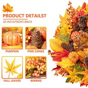 Rocinha Fall Wreath, 20inch Autumn Wreath for Front Door Outside Ideal for Autumn & Halloween & Thanksgiving Day
