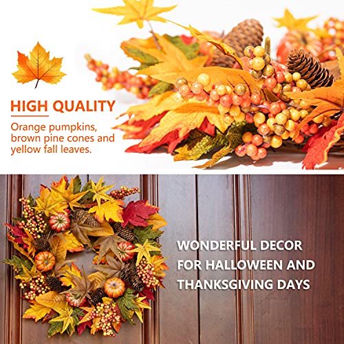 Rocinha Fall Wreath, 20inch Autumn Wreath for Front Door Outside Ideal for Autumn & Halloween & Thanksgiving Day