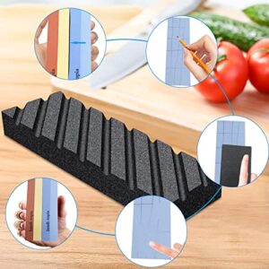 Complete Knife Sharpening Stone Set – Dual Grit Whetstone 400/1000 3000/8000 Premium Whetstone Knife Sharpener with Leather Strop, Flattening Stone, Bamboo Base, 3 Non-slip Rubber Bases & Angle Guide