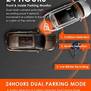 Vantrue N2S 4K Dash Cam with GPS, Front and Inside Dual 2.5K 1440P, IR Night Vision Uber Car Camera, 24/7 Recording Parking Mode, Motion Detection, 256GB Supported