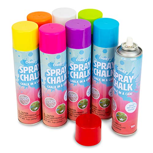 Boley Spray Chalk Paint - 8 Pk Washable Sidewalk Chalk Spray Paint Cans for Kids Ages 14 and Up