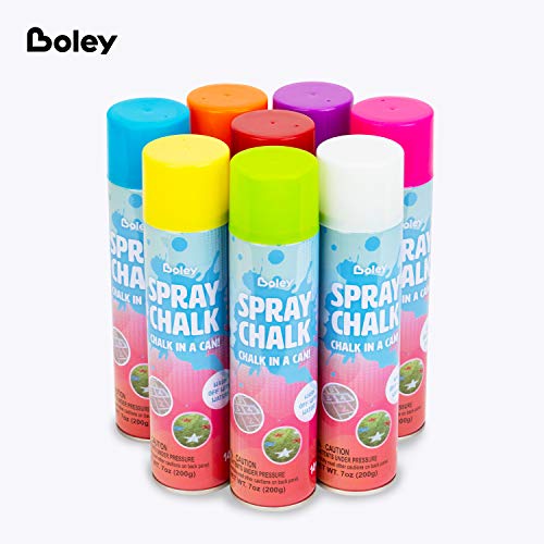 Boley Spray Chalk Paint - 8 Pk Washable Sidewalk Chalk Spray Paint Cans for Kids Ages 14 and Up