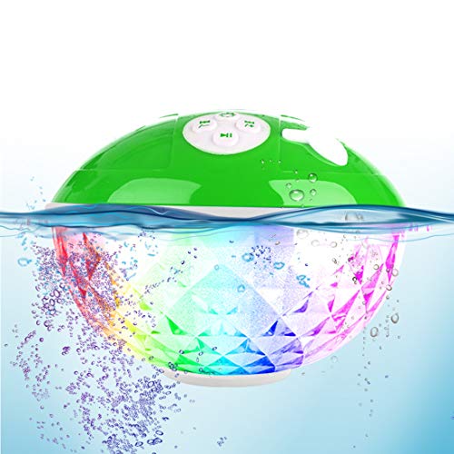 Waterproof Portable Bluetooth Speaker,Blufree Wireless Shower Speaker with Light Show,Built-in Mic,50ft Wireless Range,IPX7,Loud Stereo Sound Outdoor Speakers for Sports Travel Camping Home Party Pool